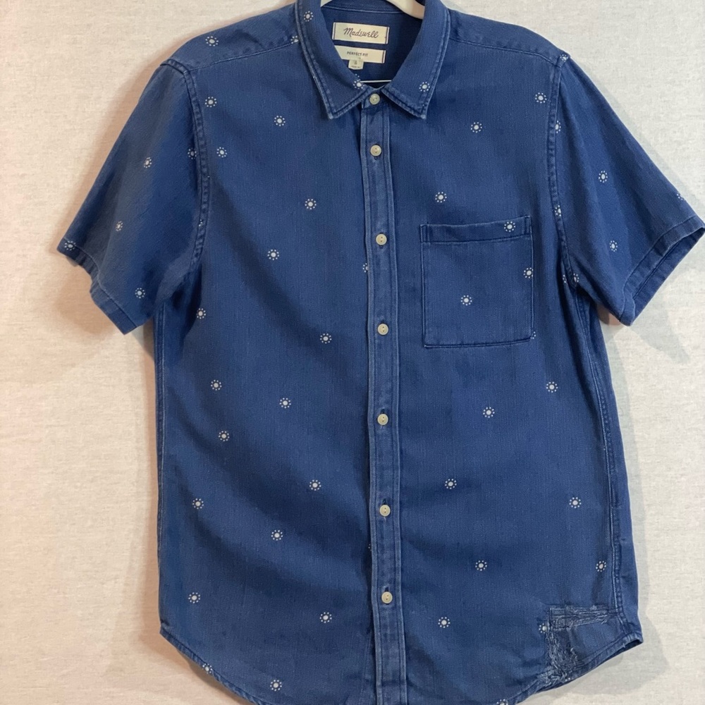 Madewell Perfect Fit Mens Shorts Sleeve Button Up Shirt Ultra-Soft Size S